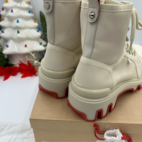 Men’s Christian Louboutin Panaroot dune combat boots coded canvas/leather 44EU - Picture 7 of 12